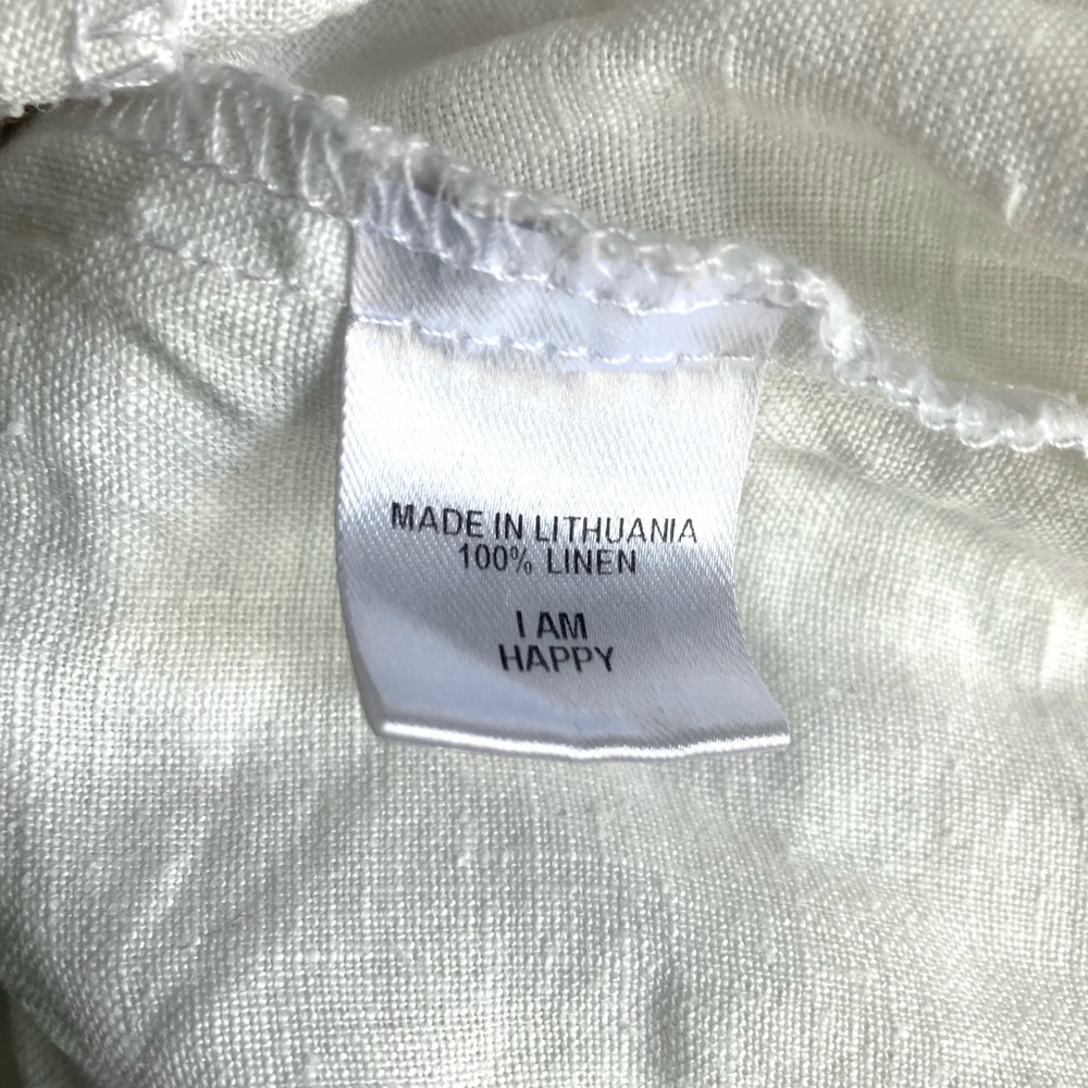 FLAX Relaxed Barrel Leg White Linen Casual Lounge Ankle Pants - Picture 6 of 7